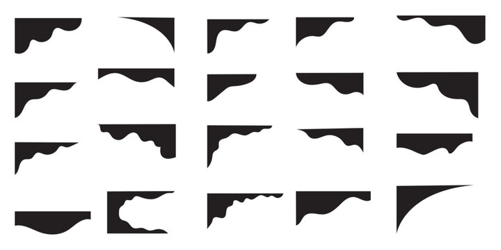 Website border, web page divider shapes. Geometric and organic separator headers for graphic design template - app, banner, page, poster, menu. Isolated Vector Illustration. EPS 10 - Powered by Adobe