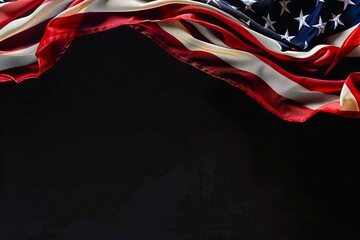 An american flag is shown on a black background.