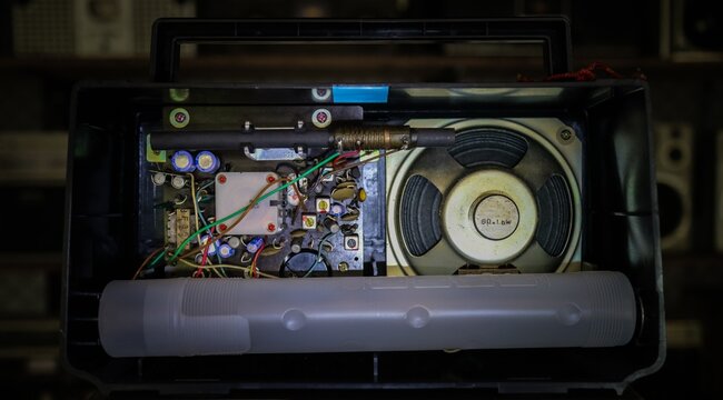 transistor radio machine old electric device interior