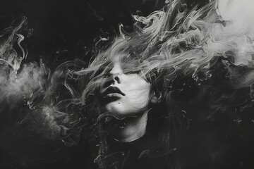 A woman's face is obscured by smoke