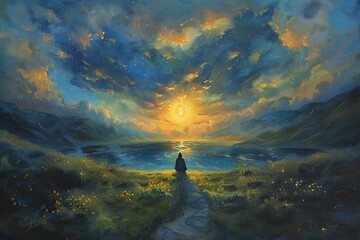 Seeker Embarking on a Spiritual Journey Towards Enlightenment and Fulfillment