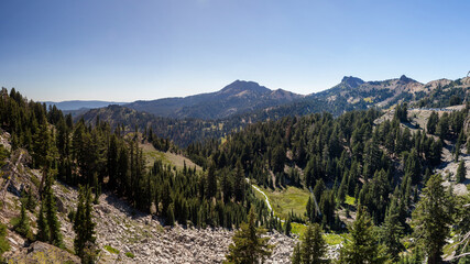 breathtaking panoramic view into the valley of the lassen volcanic national park, California