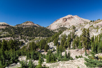view to the fallow looking peak at lassen volcanic national park, California 