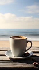 coffee on the beach, ai generated