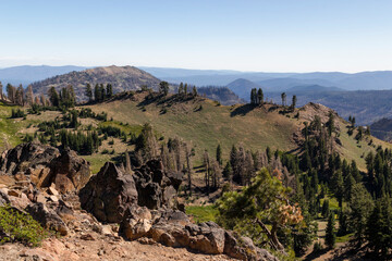 breathtaking panoramic view into the valley of the lassen volcanic national park, California