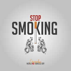 May 31st World No Tobacco Day concept design. No Smoking Day poster. Quit smoking for awareness banner. Stop smoking concept.  