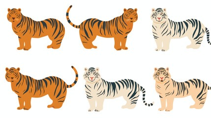 Fototapeta na wymiar Seamless pattern with tigers white background. Repe