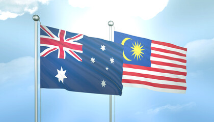 Australia and Malaysia Flag Together A Concept of Relations
