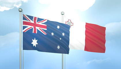 Australia and Malta Flag Together A Concept of Relations