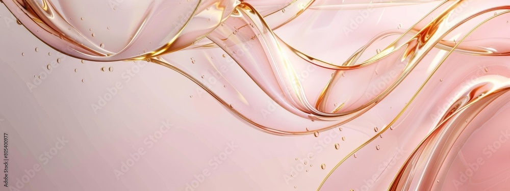 Fototapete the background is light pink and gold, with an abstract shape of flowing lines on the right side. th