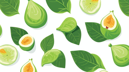 Seamless pattern with tropical fresh fig fruits and