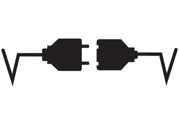  Electric socket with a plug. Vector electric plug flat icon. Electric plug icon on a white background. Electric or energy connection icon vector . vector illustration.