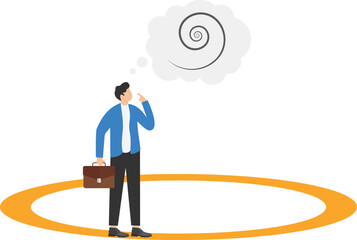 Businessman walking in a circle, Business monotony and motivation concept


