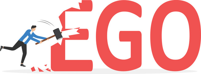 Business team change EGO to GO text-Business concept Vector, success, challenge, motivation, achievement and goal concept. Vector illustration.
