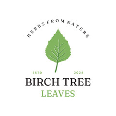 Birch leaf natural herbal organic vector logo design, natural sweetener birch leaf