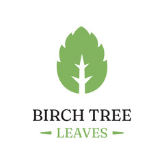 Birch leaf natural herbal organic vector logo design