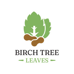 Birch leaf and peanut natural herbal organic vector logo design