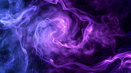 Obraz premium A mystical swirl of smoke in purple and black, with a neon light texture in royal blue, creating a regal effect.