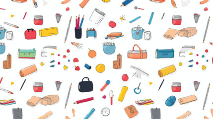 Seamless pattern with stationery art and office too