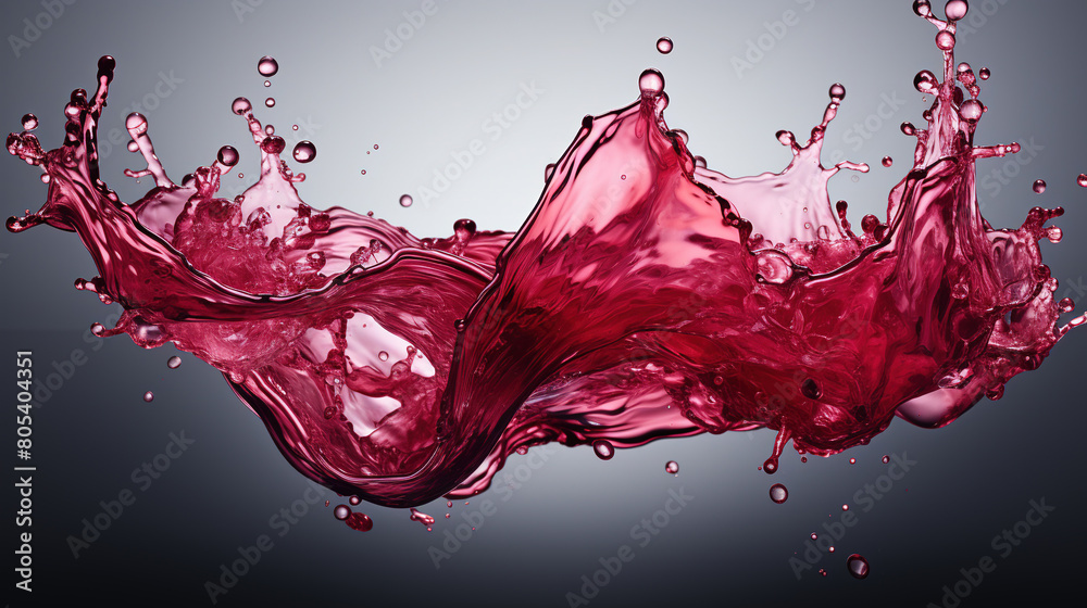 Sticker a red wine splashing on dark blurry background-liquid flowing isolated backdrop