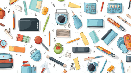 Seamless pattern with stationery drawing utensils c