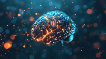 Abstract and futuristic human Brain hologram science background