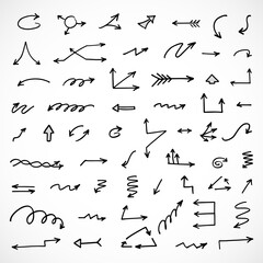 Vector set of hand drawn arrows, elements for presentation