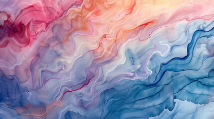 A vibrant abstract painting featuring blue, pink, and orange colors