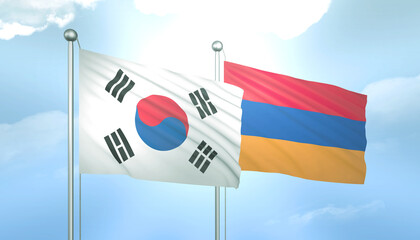 South Korea and Armenia Flag Together A Concept of Relations