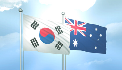 South Korea and Australia Flag Together A Concept of Relations