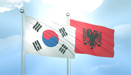South Korea and Albenia Flag Together A Concept of Relations