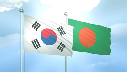 South Korea and Bangladesh Flag Together A Concept of Relations