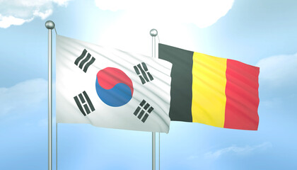 South Korea and Belgium Flag Together A Concept of Relations