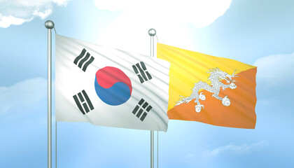 South Korea and Bhutan Flag Together A Concept of Relations