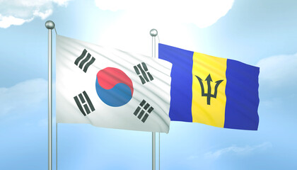 South Korea and Barbados Flag Together A Concept of Relations