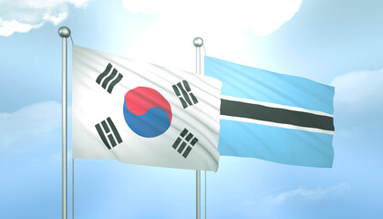South Korea and Botswana Flag Together A Concept of Relations