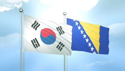 South Korea and Bosnia Flag Together A Concept of Relations