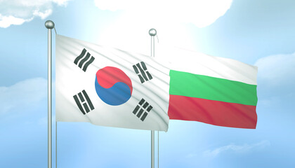 South Korea and Bulgaria Flag Together A Concept of Relations