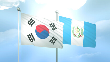 South Korea and Guatemala Flag Together A Concept of Relations