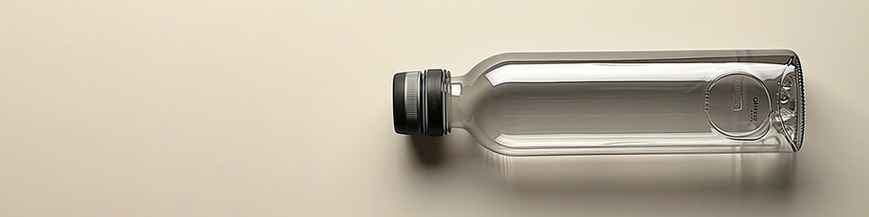 Transparent water bottle, crisp and eco-conscious, embodying hydration and portability