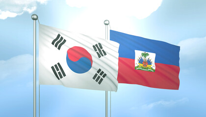 South Korea and Haiti Flag Together A Concept of Relations