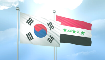 South Korea and Iraq Flag Together A Concept of Relations