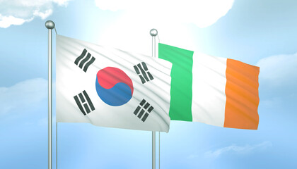 South Korea and Ireland Flag Together A Concept of Relations