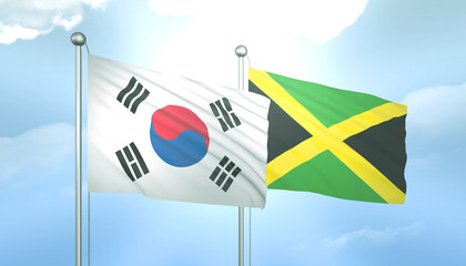 South Korea and Jamaica Flag Together A Concept of Relations