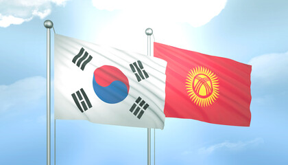 South Korea and Kyrgyzstan Flag Together A Concept of Relations