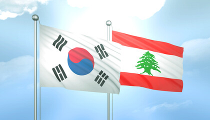 South Korea and Lebanon Flag Together A Concept of Relations