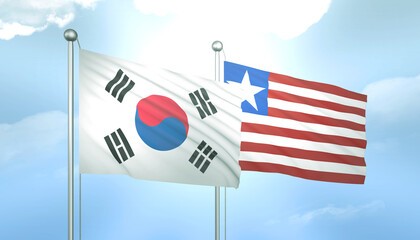 South Korea and Liberia Flag Together A Concept of Relations