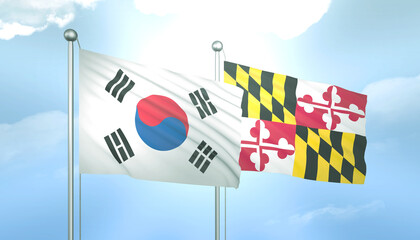 South Korea and Maryland Flag Together A Concept of Relations