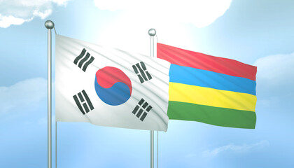 South Korea and Mauritius Flag Together A Concept of Relations