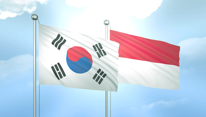South Korea and Monaco Flag Together A Concept of Relations